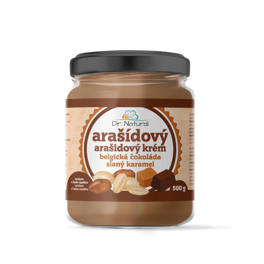 E-shop DR.NATURAL Arašídový krém belgická čokoláda slaný karamel 500 g