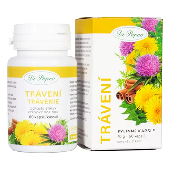 DR.POPOV Bylinné kapsle Trávení 60 kapslí (Na podporu trávení a vylučování) - Vícesložkové