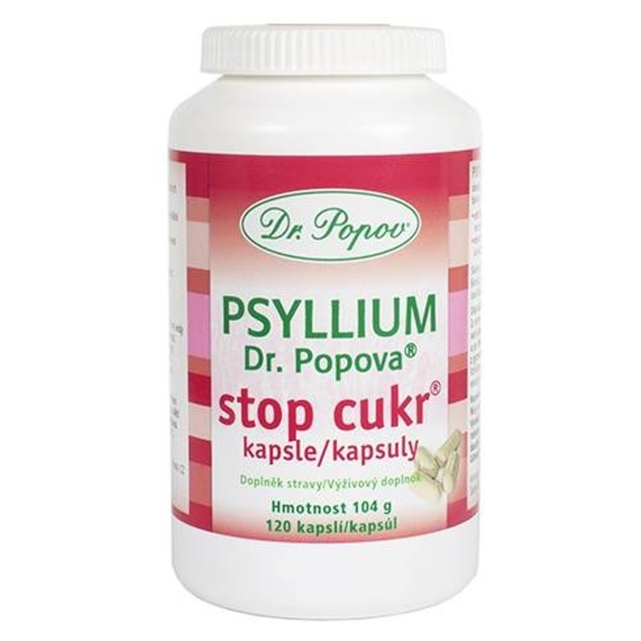 Levně DR. POPOV Psyllium Stop cukr 120 kapslí