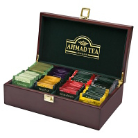 AHMAD TEA Tea Keeper dřevěná kazeta černých a zelených čajů 80 sáčků