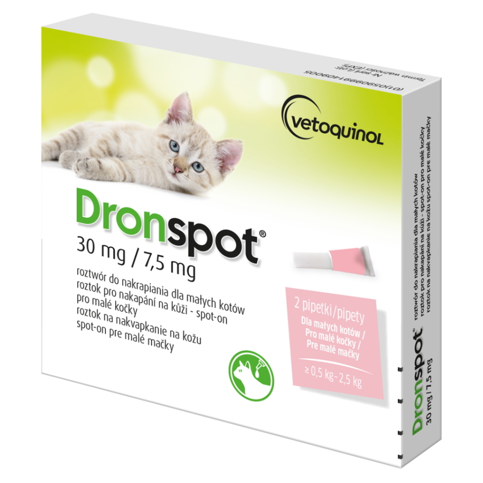 DRONSPOT 30 mg/7,5 mg spot-on pro malé kočky 2x 0,35 ml