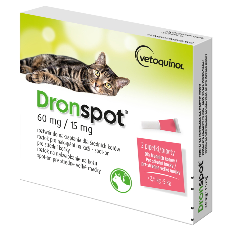 Levně DRONSPOT 60 mg/15 mg spot-on pro střední kočky 2x0,75 ml