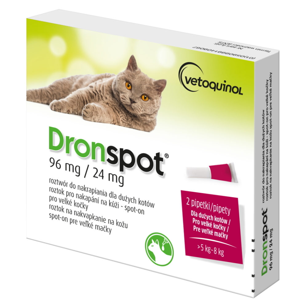 Levně DRONSPOT 96 mg/24 mg spot-on pro velké kočky 2x 1,12 ml