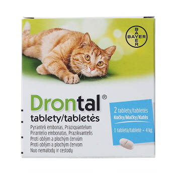 DRONTAL pro kočky 2 tablety poškozený obal