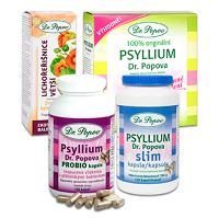 DR. POPOV Psyllium, psyllicol, grepavit a bylinné kapky
