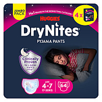 DRY NITES® Jumbo Natahovací kalhotky pro dívky 4-7 let 64 kusů