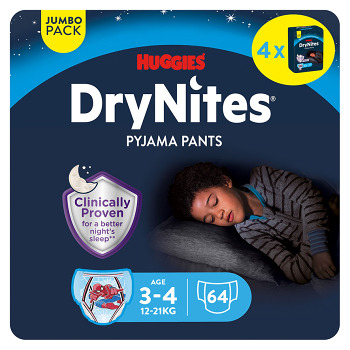 DRY NITES Jumbo Natahovací kalhotky chlapecké 3-4 let 64 kusů (Inkontinenční kalhotky natahovací)
