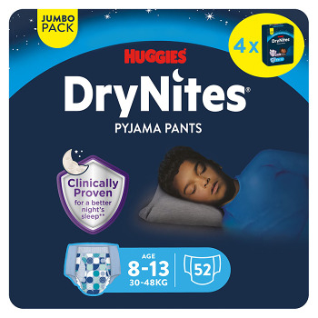 DRY NITES® Jumbo Natahovací kalhotky pro chlapce 8-13 let 52 kusů (Inkontinenční kalhotky natahovací)