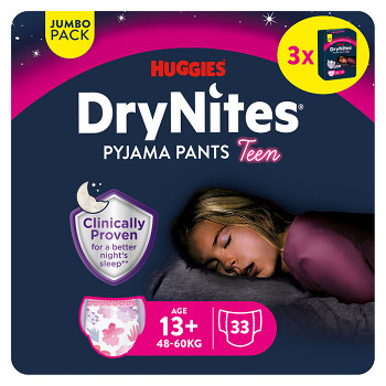DRY NITES® Jumbo Natahovací kalhotky pro dívky od 13+ let 33 kusů (Inkontinenční kalhotky natahovací)