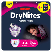 DRY NITES Natahovací kalhotky dívčí 3-4roky 64 kusů