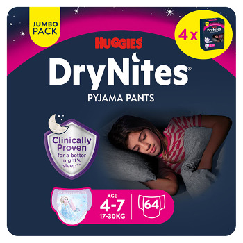 DRY NITES® Jumbo Natahovací kalhotky pro dívky 4-7 let 64 kusů (Inkontinenční kalhotky natahovací)