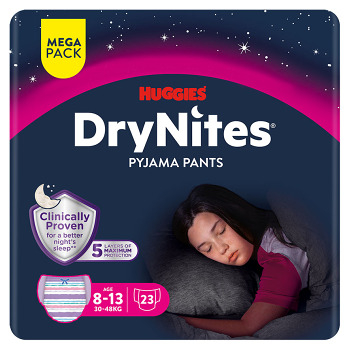DRY NITES® Mega Natahovací kalhotky pro dívky 8-13 let 23 kusů (Inkontinenční kalhotky natahovací)