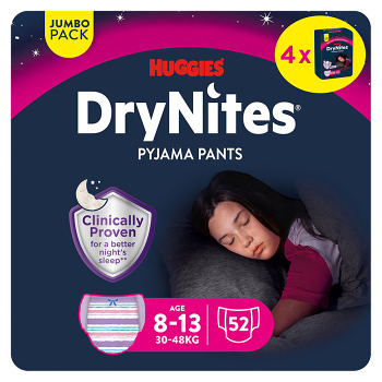 DRY NITES® Jumbo Natahovací kalhotky pro dívky 8-13 let 52 kusů (Inkontinenční kalhotky natahovací)