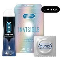 DUREX Invisible 16 kusů + Originals silicone lubrikační gel 50 ml ZDARMA