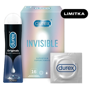 DUREX Invisible 16 kusů + Originals silicone lubrikační gel 50 ml ZDARMA