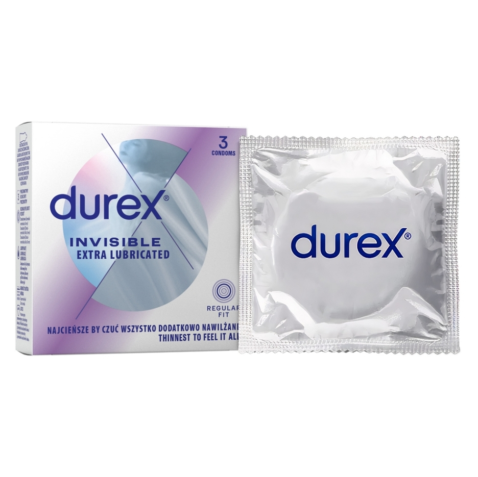 Levně DUREX Invisible extra lubrikované kondomy 3 ks