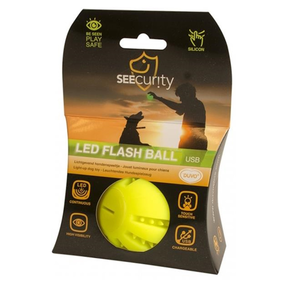 Levně DUVO PLUS Hračka pro psy svítící míček USB zelený 6 cm
