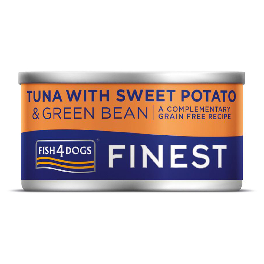 E-shop FISH4DOGS Konzerva pro psy Finest s tuňákem, sladkými bramborami a zelenými fazolkami 85 g