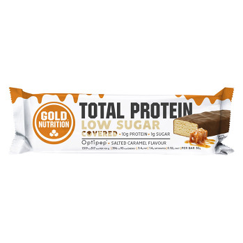 GOLDNUTRITION Total Protein Low Sugar Covered slaný karamel 30 g (Proteinové tyčinky)
