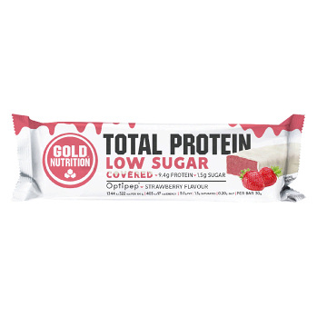 GOLDNUTRITION Total Protein Low Sugar Covered jahoda a čokoláda 30 g (Proteinové tyčinky)