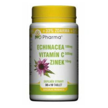 BIO PHARMA Echinacea 100 mg + Vitamín C 500 mg + Zinek 10 mg 30 tablet