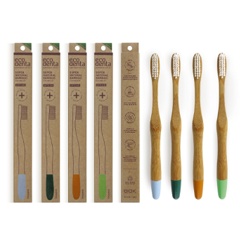 ECODENTA  Bambusový zubní kartáček Medium 1 kus (Přírodní zubní hygiena) - Přírodní