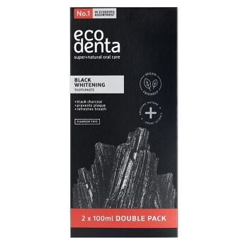 ECODENTA Černá zubní pasta na bělení zubů 2 x 100 ml (Přírodní zubní hygiena) - Ochranný, Bělící, Přírodní