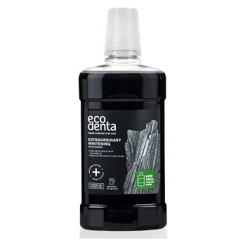 ECODENTA Extra bělící ústní voda s černým dřevěným uhlím 500 ml (Přírodní zubní hygiena) - Bělící, Dezinfekční, Přírodní