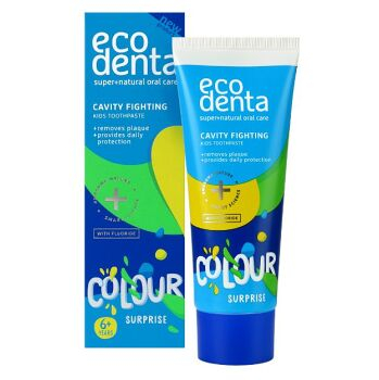 ECODENTA Dětská zubní pasta proti zubnímu kazu Color Surprise 6+ 75 ml (Přírodní zubní hygiena) - Přírodní