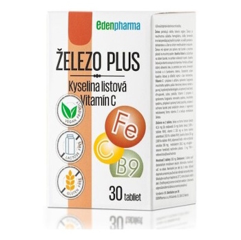EDENPHARMA Železo Plus 30 tablet (Doplňky stravy se železem) - Vícesložkové, Přírodní