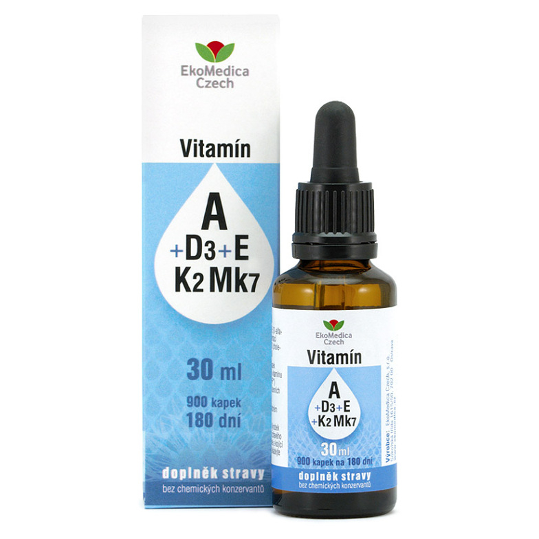 E-shop EKOMEDICA Vitamín A + D3 + E + K2 Mk7 kapky 30 ml
