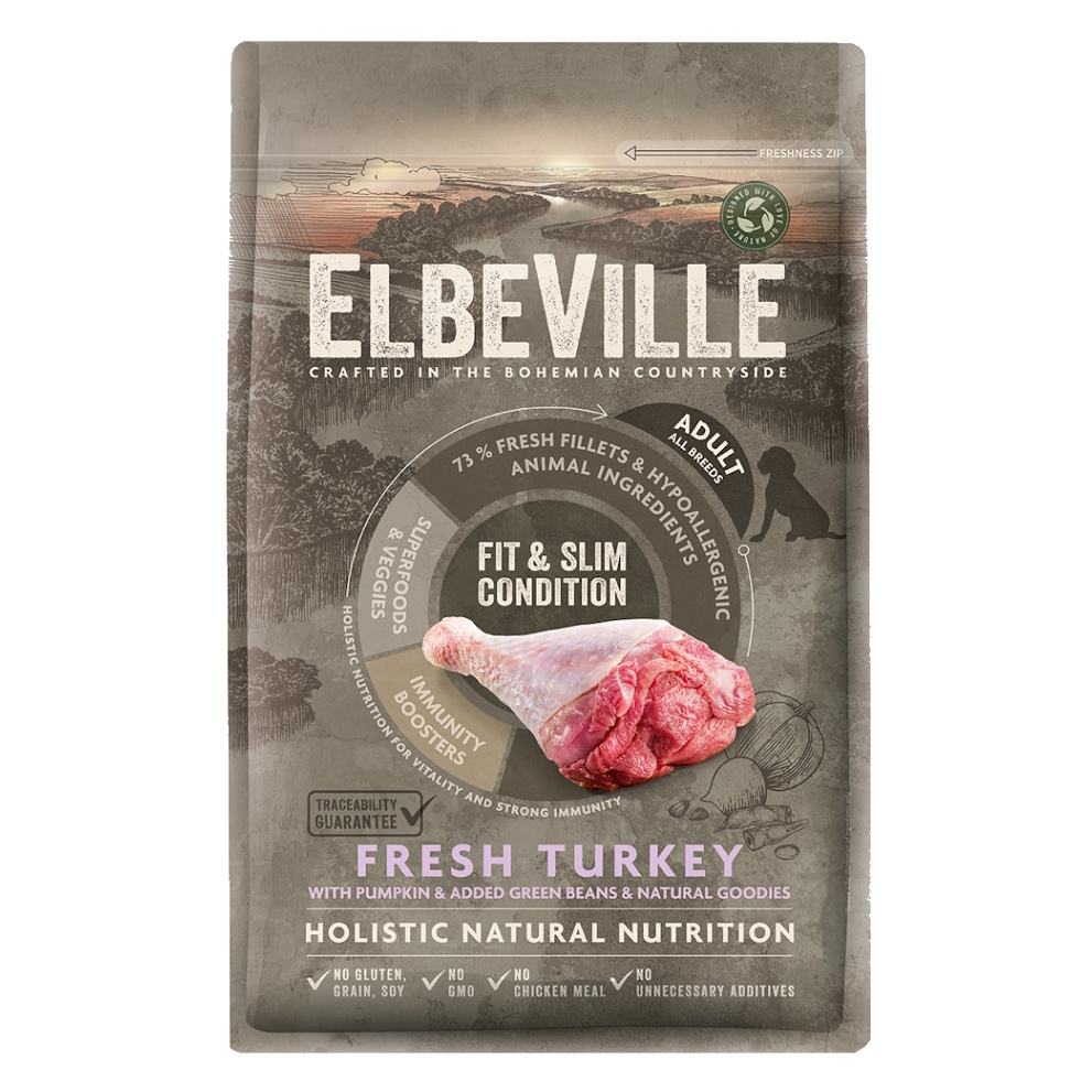 ELBEVILLE Fit and Slim Condition Fresh Turkey granule pro psy 1 kus, Hmotnost balení (g): 11,4 kg