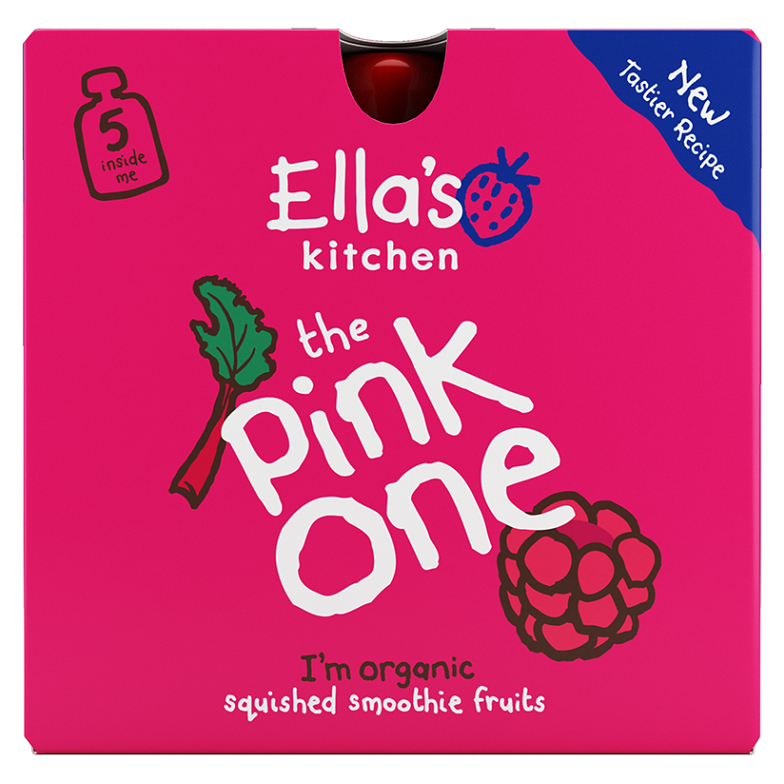 Levně ELLA'S KITCHEN BIO Pink one ovocné smoothie s rebarborou 5 x 90 g