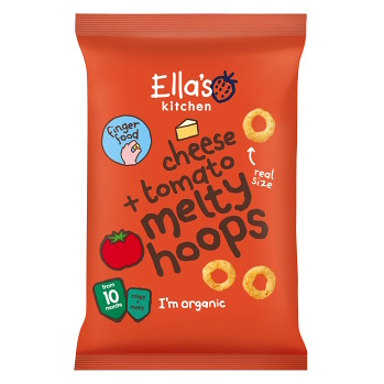 ELLA&apos;S KITCHEN Křupavé kroužky se sýrem a rajčaty BIO 20 g