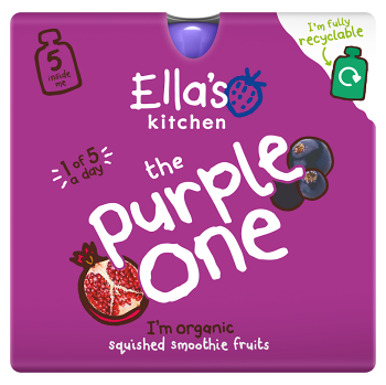 ELLA&apos;S KITCHEN  Purple one ovocné pyré s černým rybízem BIO 90 g x 5 kusů (Svačinové kapsičky) - BIO - obrázek 1/2