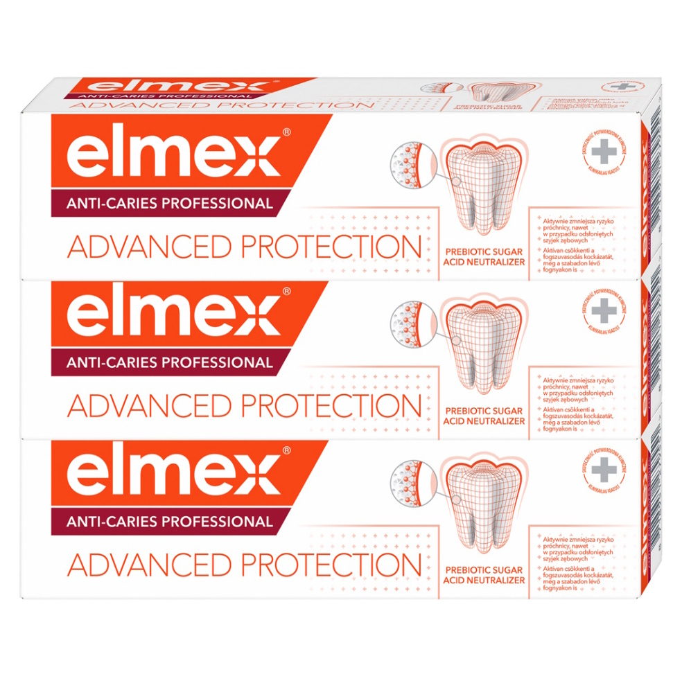 Levně ELMEX Anti- Caries Professional Advanced Protection Zubní pasta proti zubnímu kazu 3 x 75 ml
