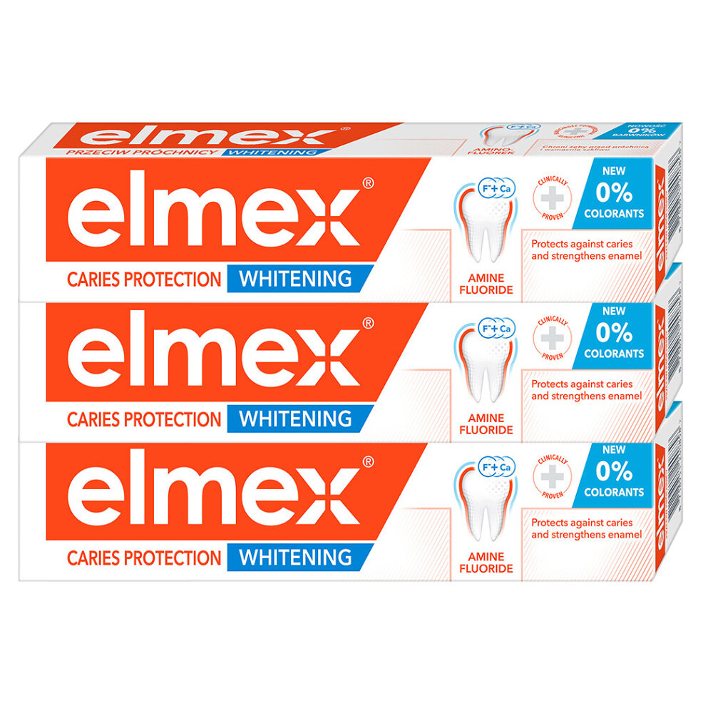 Levně ELMEX Caries Protection Whitening Zubní pasta proti zubnímu kazu 3x 75ml