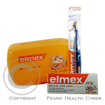 ELMEX dětská zubní pasta 50 ml + kartáček + svačinový box elinka