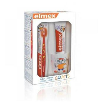 ELMEX dětská zubní pasta 50 ml + kartáček 3 - 6 let + kelímek