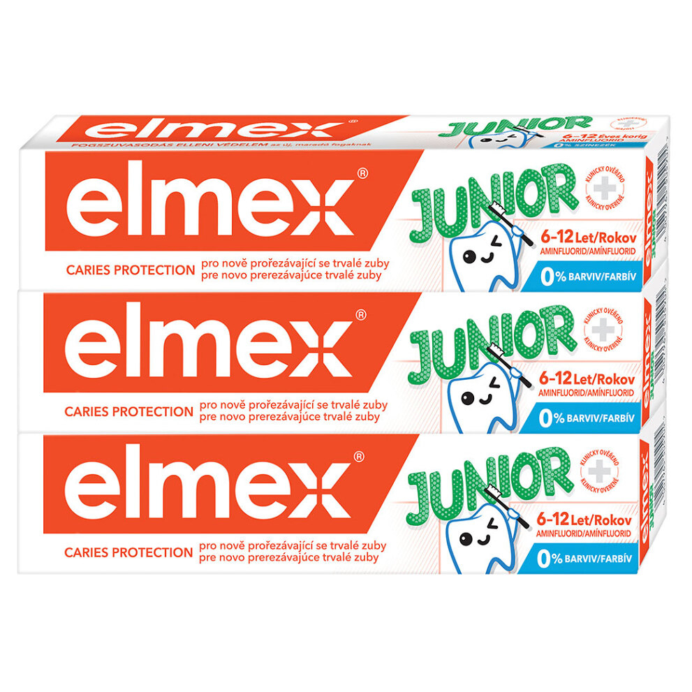 Levně ELMEX Junior Dětská zubní pasta pro děti ve věku 6-12 let 3 x 75 ml