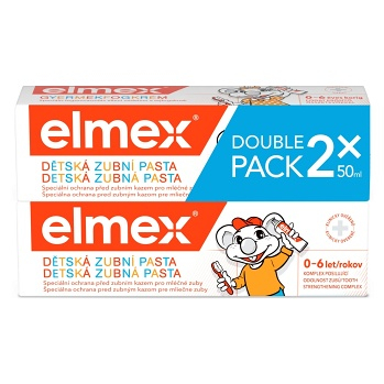 ELMEX Kids Dětská zubní pasta pro děti od prvního zoubku do 6ti let 2 x 50 ml (Zubní pasty pro děti) - Čistící, Ochranný