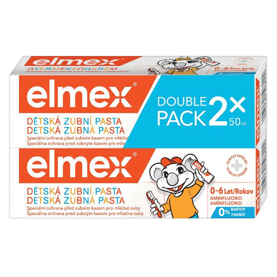 Levně ELMEX Kids Dětská zubní pasta pro děti od prvního zoubku do 6ti let 2 x 50 ml