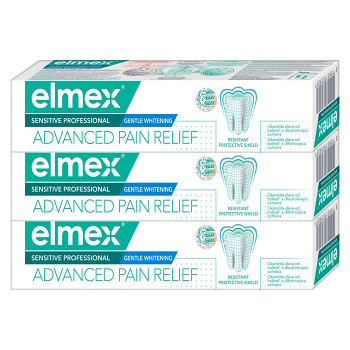 ELMEX Sensitive Professional Gentle Whitening Advanced Pain Relief zubní pasta pro citlivé zuby 3 x 75 ml