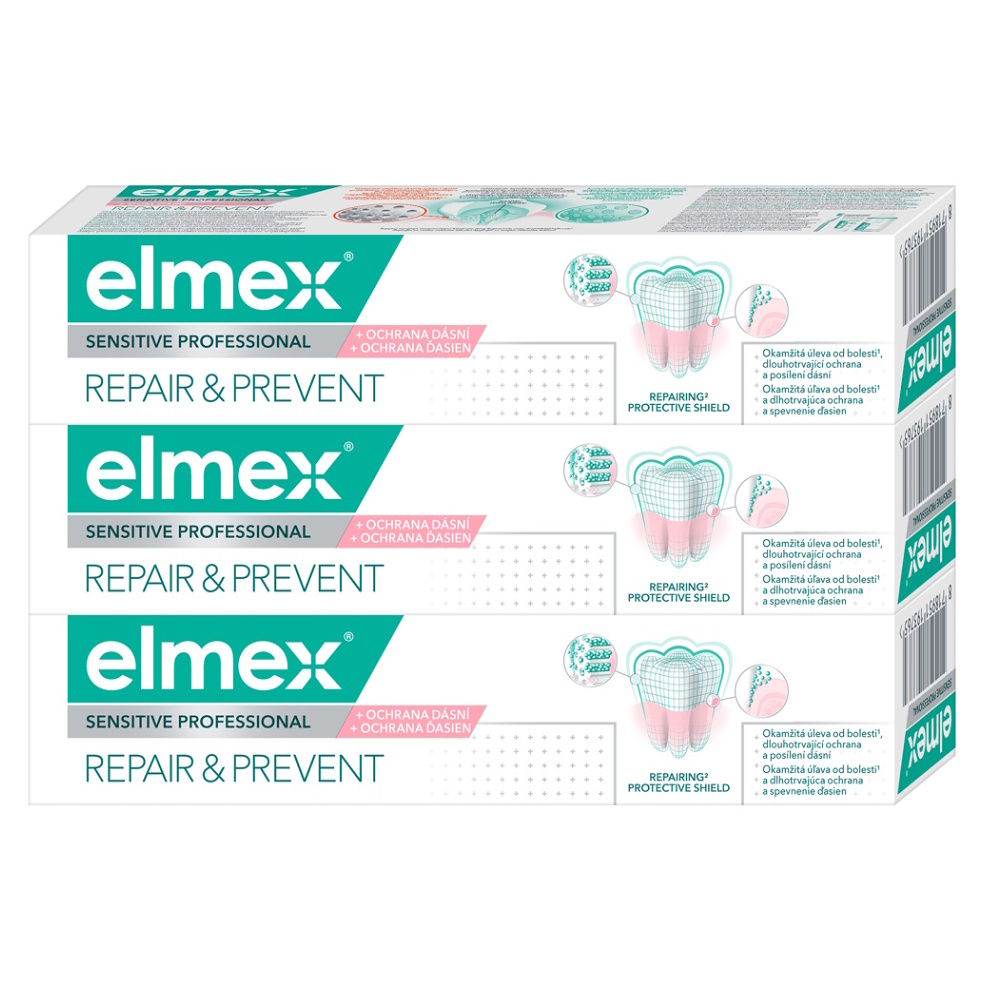 E-shop ELMEX Sensitive Professional Repair & Prevent zubní pasta pro citlivé zuby 3 x 75 ml