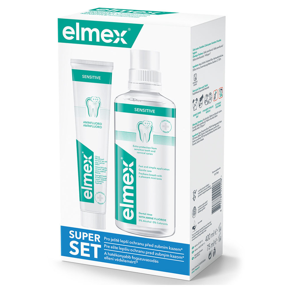 Levně ELMEX Sensitive ústní voda 400 ml + Zubní pasta 75 ml