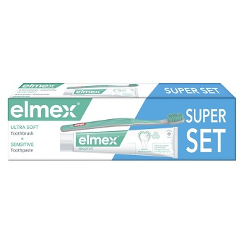 ELMEX Sensitive Zubní pasta a zubní kartáček elmex Ultra Soft (Zubní pasty na citlivé zuby a dásně) - Sada