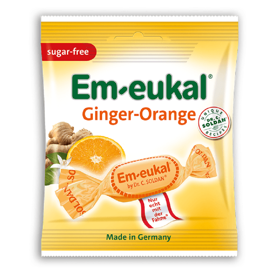 Levně EM-EUKAL pastilky zázvor-pomeranč s s vitamíny bez cukru 50 g