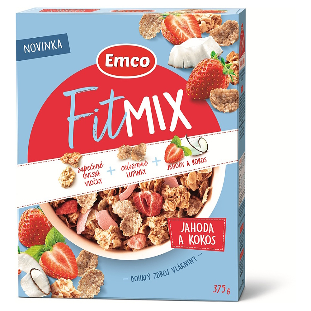 Emco FitMix jahoda a kokos 375 g