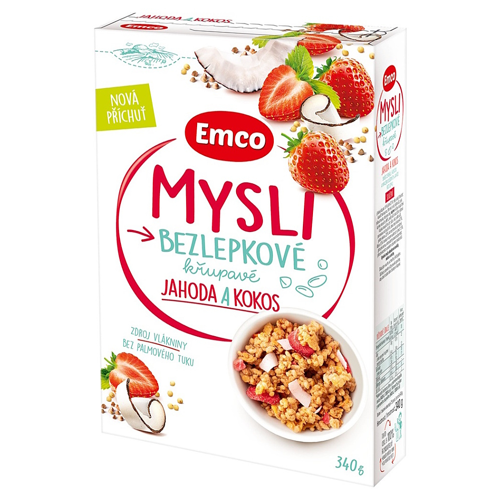 Emco Mysli bezlepkové jahoda a kokos 340 g