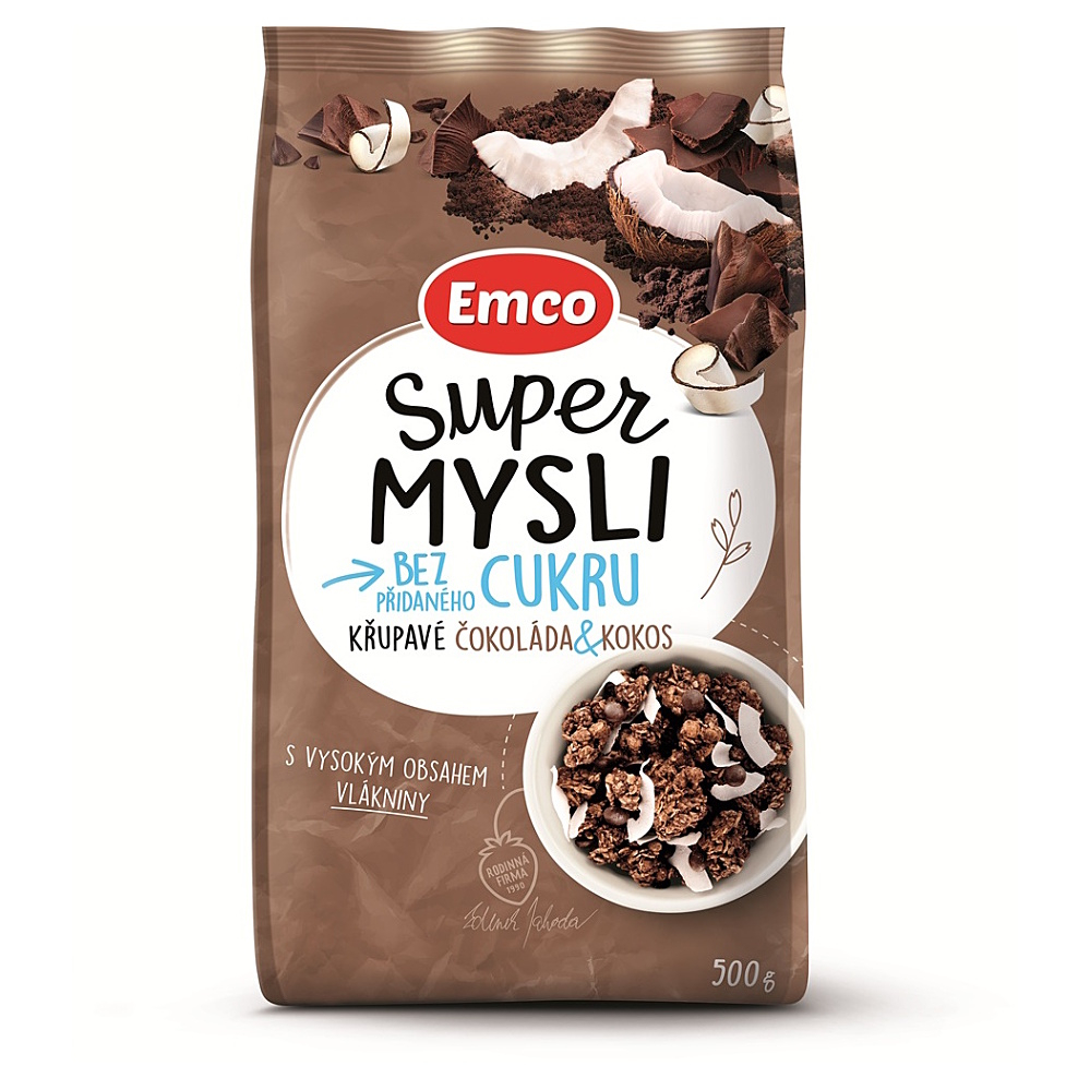 Emco Super Mysli bez přidaného cukru čokoláda a kokos 500 g